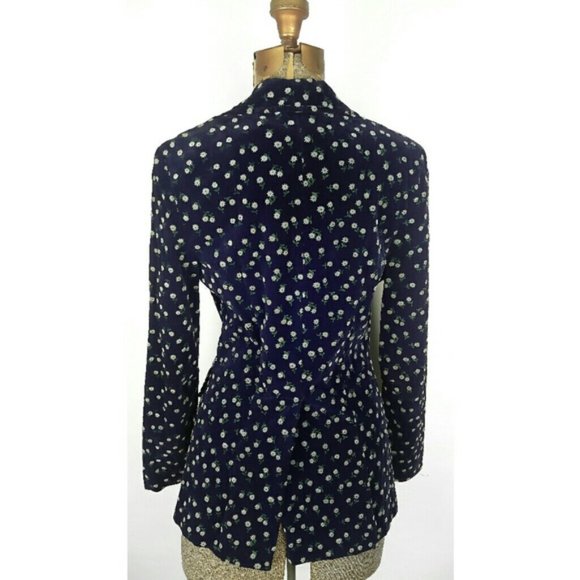 Custom made Fitted Velvet jacket Floral Ptint blazer sz.XS - Picture 4 of 16